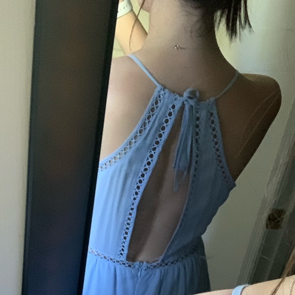 blue & white open back dress - Picture 2 of 3